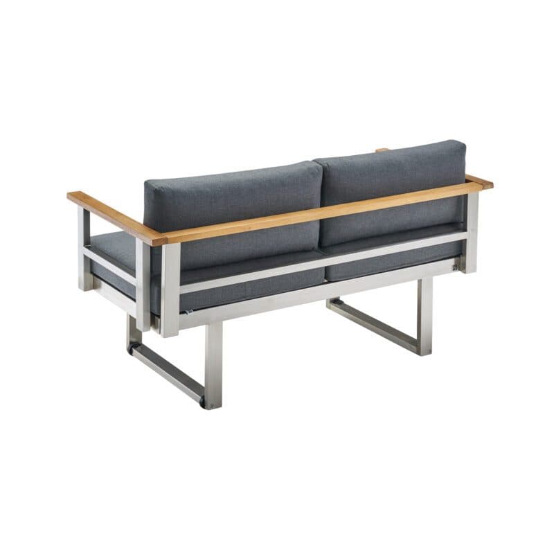 CASA DOMA "Aragona DINING" 2-Sitzer Loungesofa, Gestell Edelstahl, Teak, Polster Tuvatextil® Panama grafito