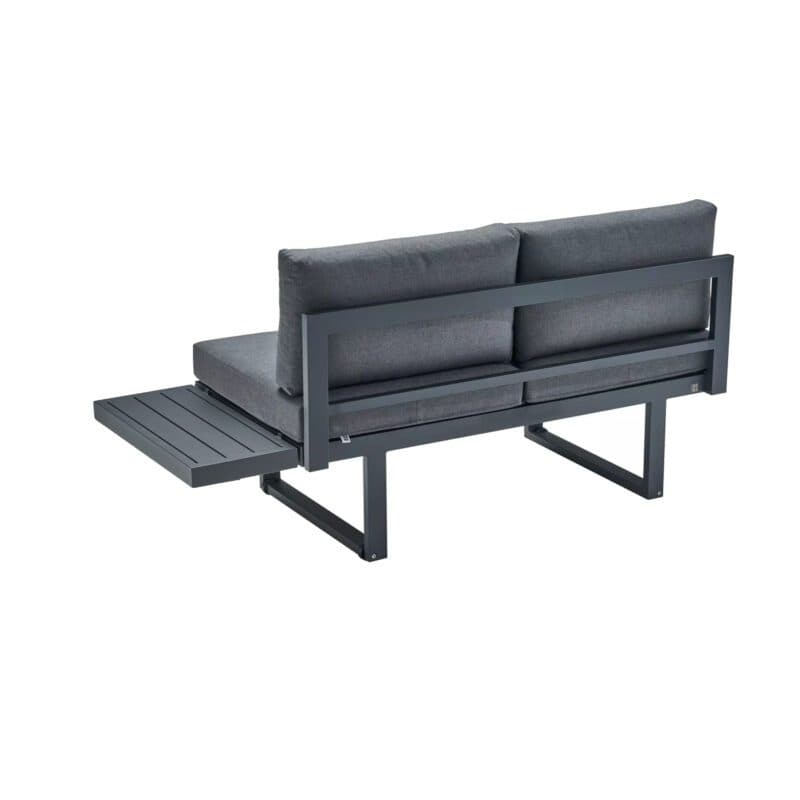 CASA DOMA "Aragona DINING" Lounge 2-Sitzer mit Rückenlehne und Ablage Alu rechts, Gestell Alu anthrazit, Polster Tuvatextil® Panama grafito
