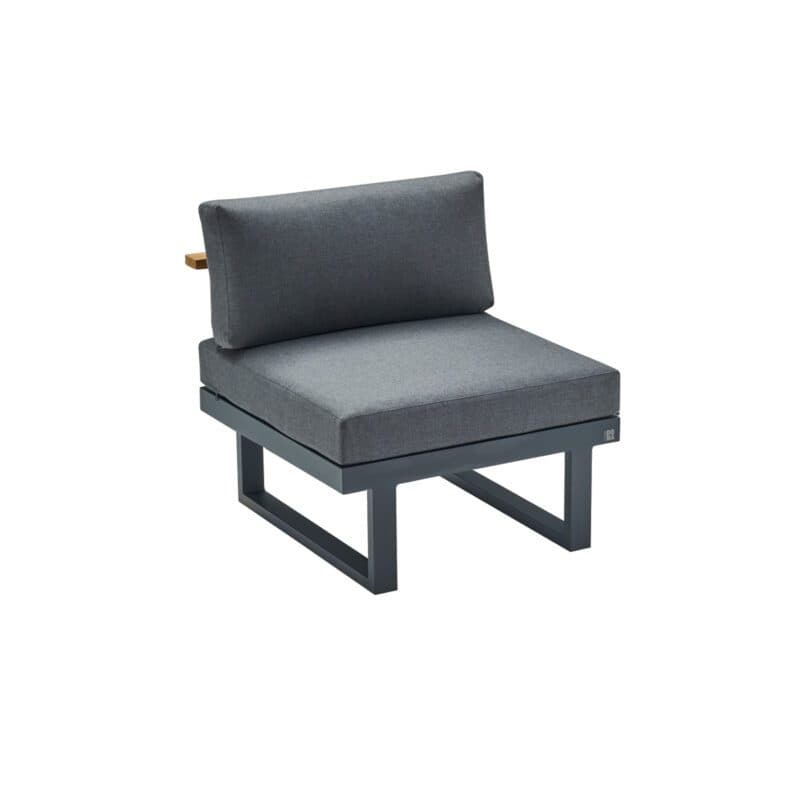 CASA DOMA "Aragona" Lounge-Mittelteil, Alu anthrazit, Teak, Polster Tuvatextil® Panama grafito