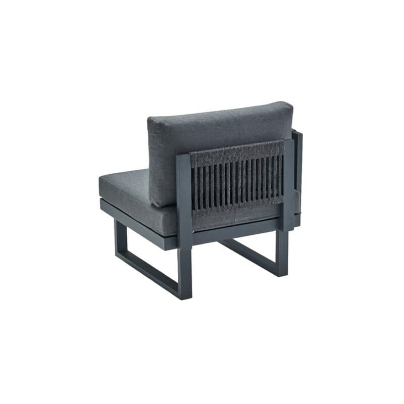 CASA DOMA "Aragona" Lounge 1-Sitzer mit Rückenlehne und Armlehne links, Rope, Gestell Alu anthrazit, Polster Tuvatextil® Panama grafito