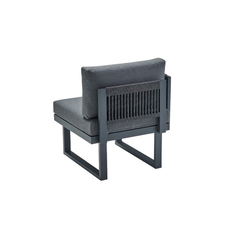 CASA DOMA "Aragona DINING" Lounge 1-Sitzer mit Rückenlehne und Armlehne links, Rope, Gestell Alu anthrazit, Polster Tuvatextil® Panama grafito