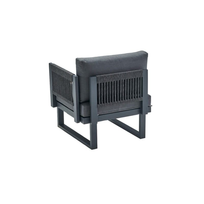 CASA DOMA "Aragona" Lounge 1-Sitzer mit Rückenlehne und Armlehne rechts, Rope, Gestell Alu anthrazit, Polster Tuvatextil® Panama grafito