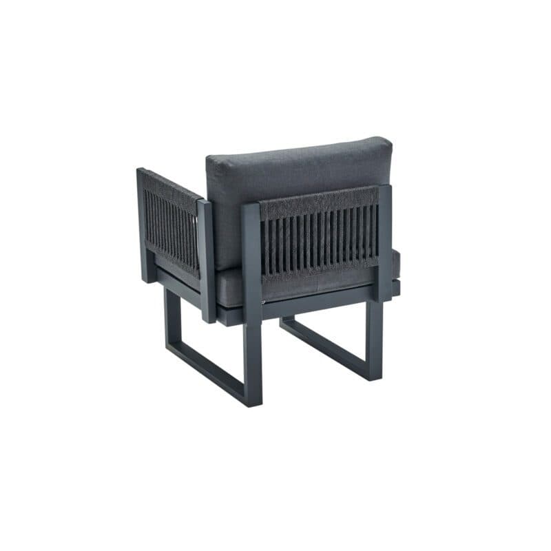 CASA DOMA "Aragona DINING" Lounge 1-Sitzer mit Rückenlehne und Armlehne rechts, Rope, Gestell Alu anthrazit, Polster Tuvatextil® Panama grafito
