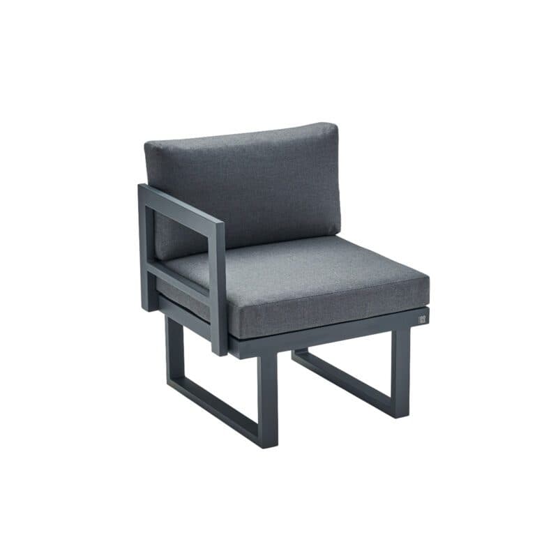 CASA DOMA "Aragona DINING" Lounge 1-Sitzer mit Rückenlehne und Armlehne links, Gestell Alu anthrazit, Polster Tuvatextil® Panama grafito