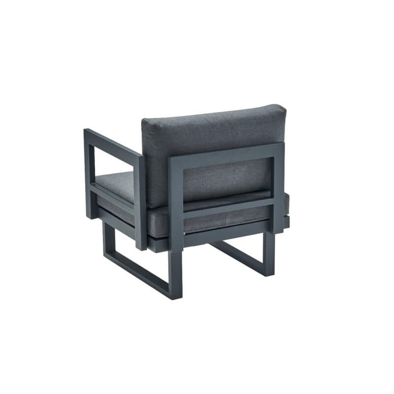 CASA DOMA "Aragona" Lounge 1-Sitzer mit Rückenlehne und Armlehne rechts, Gestell Alu anthrazit, Polster Tuvatextil® Panama grafito