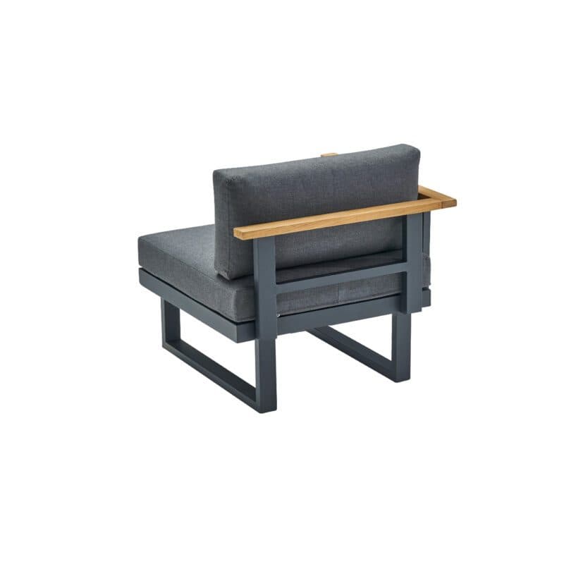 CASA DOMA "Aragona" Lounge 1-Sitzer mit Rückenlehne und Armlehne links, Teak, Gestell Alu anthrazit, Polster Tuvatextil® Panama grafito
