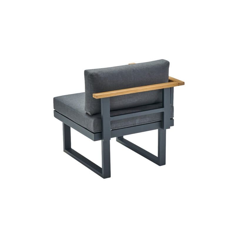 CASA DOMA "Aragona DINING" Lounge 1-Sitzer mit Rückenlehne und Armlehne links, Teak, Gestell Alu anthrazit, Polster Tuvatextil® Panama grafito