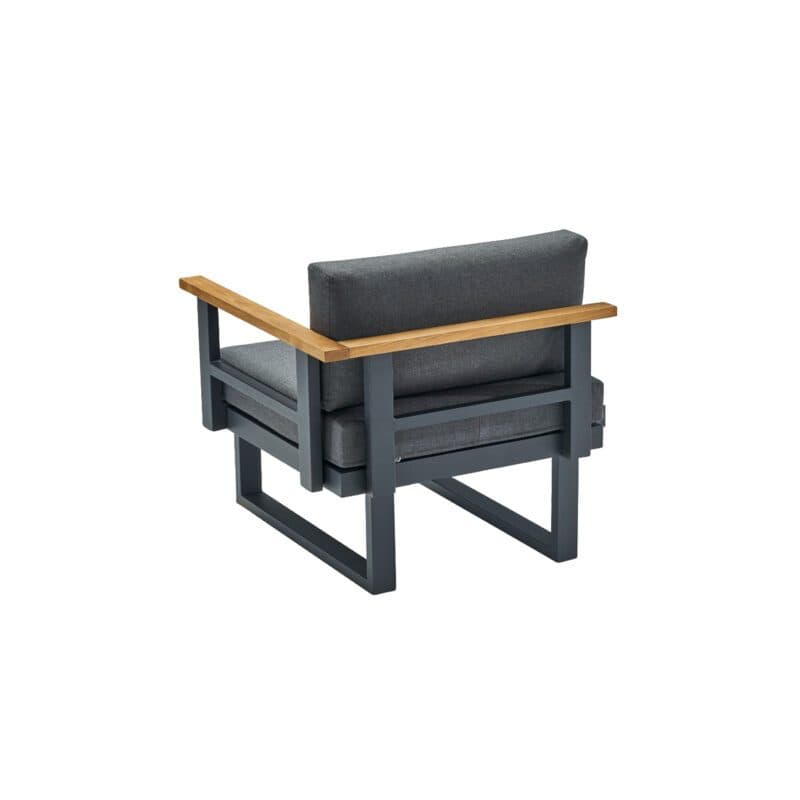 CASA DOMA "Aragona" Lounge 1-Sitzer mit Rückenlehne und Armlehne rechts, Teak, Gestell Alu anthrazit, Polster Tuvatextil® Panama grafito