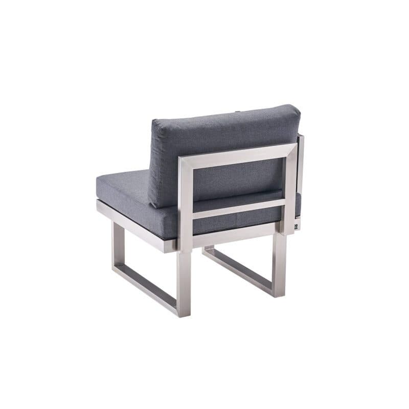 CASA DOMA "Aragona DINING" Lounge 1-Sitzer mit Rückenlehne und Armlehne links, Gestell Edelstahl, Polster Tuvatextil® Panama grafito