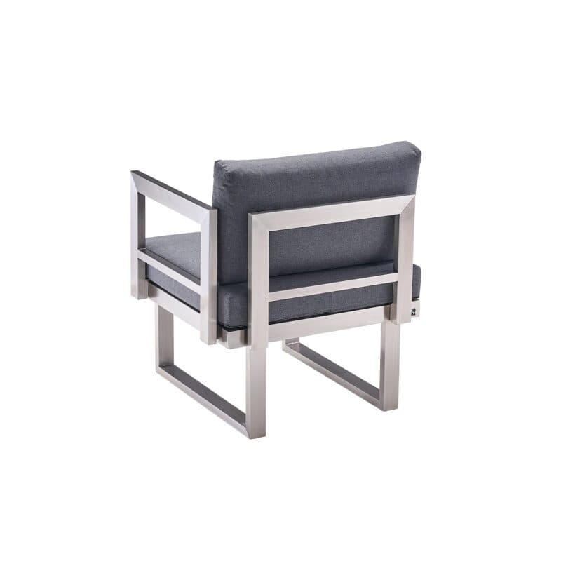 CASA DOMA "Aragona DINING" Lounge 1-Sitzer mit Rückenlehne und Armlehne rechts, Gestell Edelstahl, Polster Tuvatextil® Panama grafito