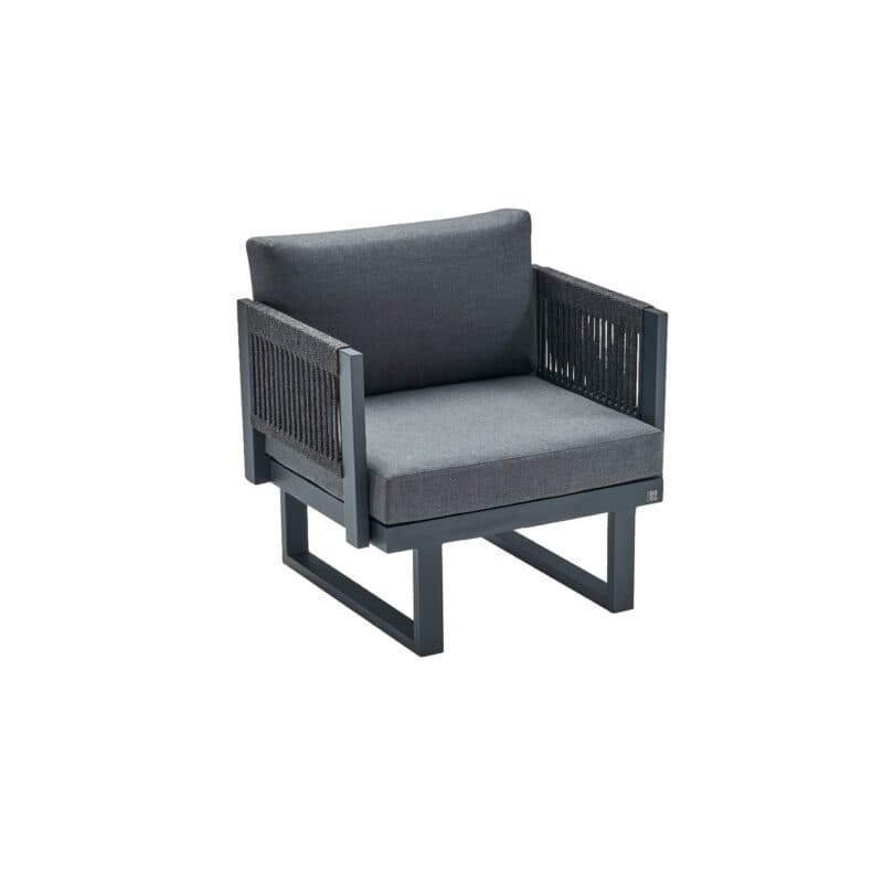 CASA DOMA "Aragona" 1-Sitzer Sessel, Alu anthrazit, Rope, Polster Tuvatextil® Panama grafito