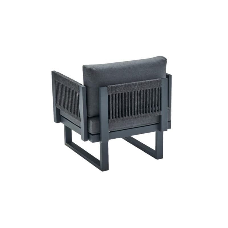 CASA DOMA "Aragona" 1-Sitzer Sessel, Alu anthrazit, Rope, Polster Tuvatextil® Panama grafito