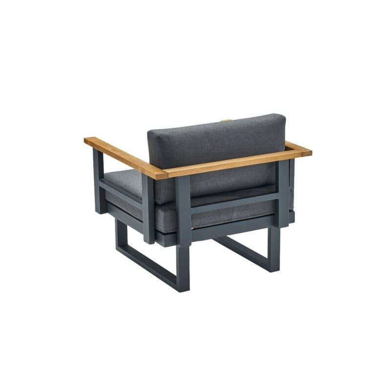 CASA DOMA "Aragona" 1-Sitzer Sessel, Alu anthrazit, Teak, Polster Tuvatextil® Panama grafito