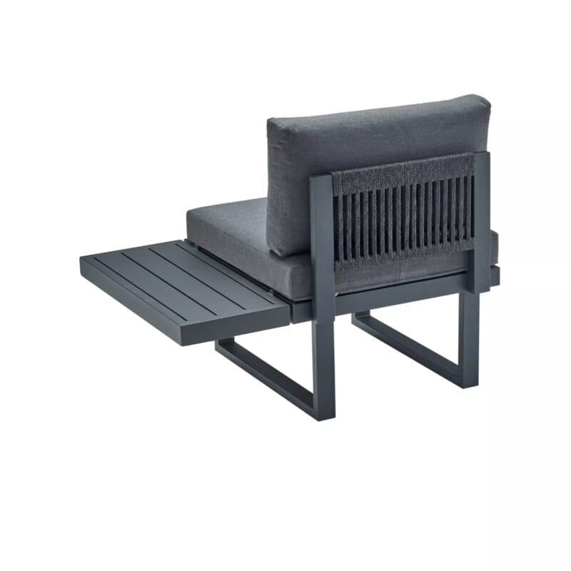 CASA DOMA "Aragona DINING" Lounge 1-Sitzer mit Rückenlehne Rope und Ablage rechts, Gestell Alu anthrazit, Polster Tuvatextil® Panama grafito