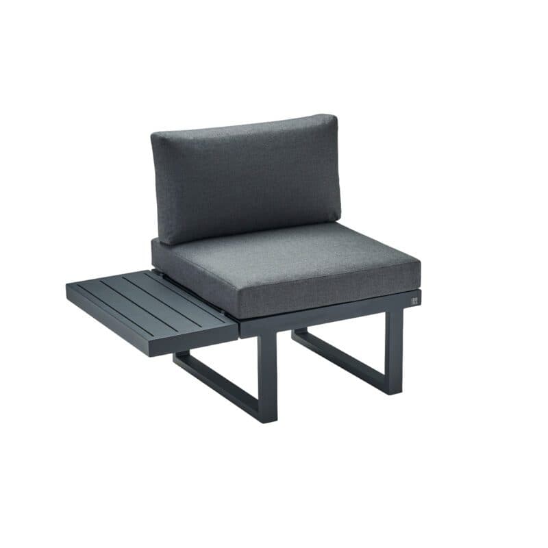 CASA DOMA "Aragona DINING" Lounge 1-Sitzer mit Rückenlehne Rope und Ablage links, Gestell Alu anthrazit, Polster Tuvatextil® Panama grafito