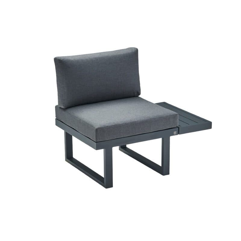 CASA DOMA "Aragona DINING" Lounge 1-Sitzer mit Rückenlehne Rope und Ablage rechts, Gestell Alu anthrazit, Polster Tuvatextil® Panama grafito