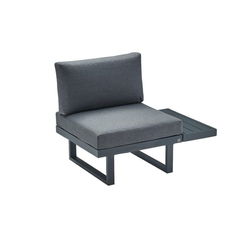 CASA DOMA "Aragona" Lounge 1-Sitzer mit Rückenlehne Rope und Ablage rechts, Gestell Alu anthrazit, Polster Tuvatextil® Panama grafito