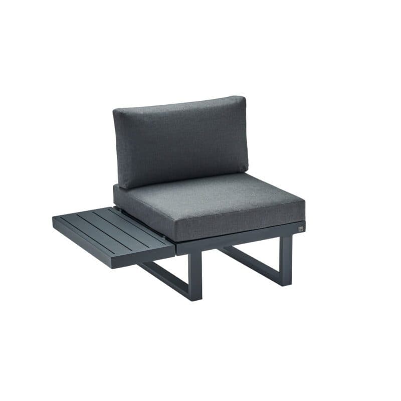 CASA DOMA "Aragona" Lounge 1-Sitzer mit Rückenlehne und Ablage links, Gestell Alu anthrazit, Polster Tuvatextil® Panama grafito