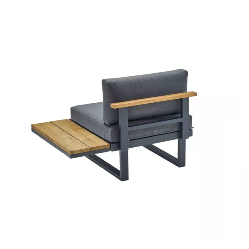 CASA DOMA "Aragona" Lounge 1-Sitzer mit Rückenlehne Teak und Teakablage rechts, Gestell Alu anthrazit, Polster Tuvatextil® Panama grafito