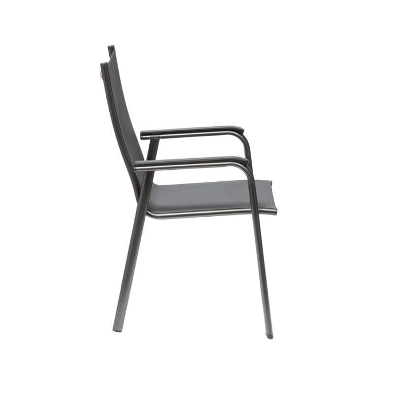 Kettler "Cirrus" Stapelsessel, Gestell Aluminium anthrazit, Sitz Textilgewebe anthrazit-grau, Armlehnen Kunststoff