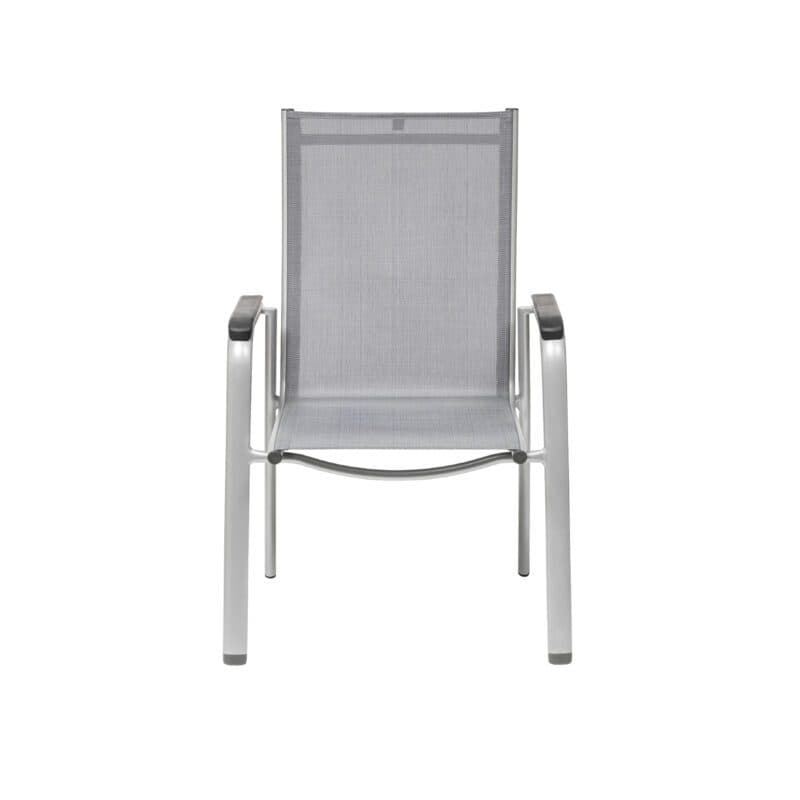 Kettler "Cirrus" Stapelsessel, Gestell Aluminium silber, Sitz Textilgewebe anthrazit-grau, Armlehnen Kunststoff
