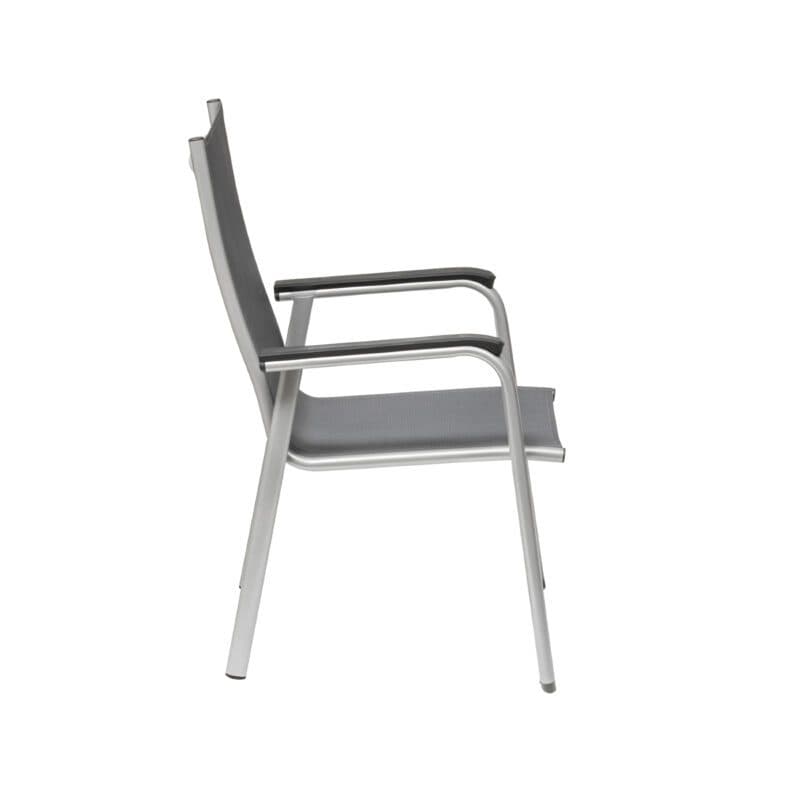 Kettler "Cirrus" Stapelsessel, Gestell Aluminium silber, Sitz Textilgewebe anthrazit-grau, Armlehnen Kunststoff