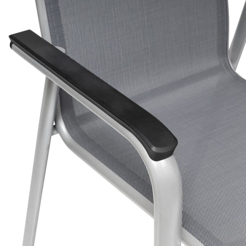 Kettler "Cirrus" Stapelsessel, Gestell Aluminium silber, Sitz Textilgewebe anthrazit-grau, Armlehnen Kunststoff