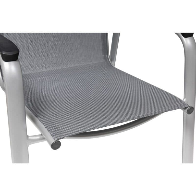 Kettler "Cirrus" Stapelsessel, Gestell Aluminium silber, Sitz Textilgewebe anthrazit-grau, Armlehnen Kunststoff