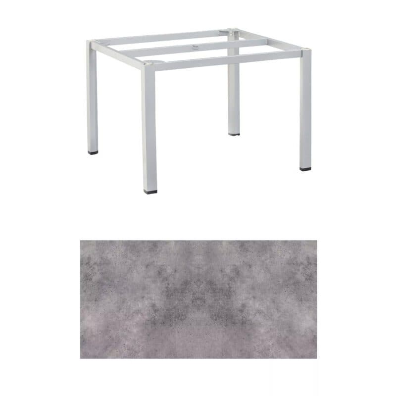 Kettler "Cubic" Tischgestell 95x70 cm, Aluminium silber mit HPL-Platte anthrazit