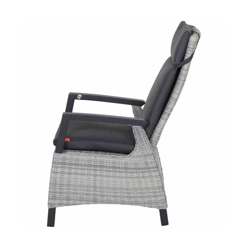 Siena Garden "Corido" verstellbarer Diningsessel, Gestell Aluminium anthrazit matt, Geflecht ice grey, Auflage anthrazit