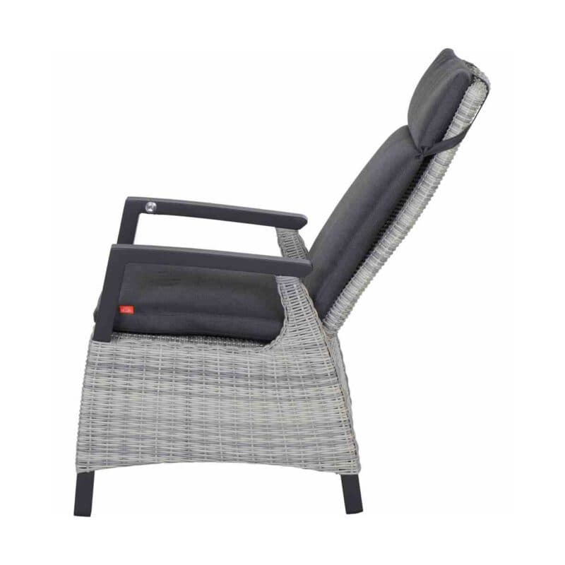 Siena Garden "Corido" verstellbarer Diningsessel, Gestell Aluminium anthrazit matt, Geflecht ice grey, Auflage anthrazit