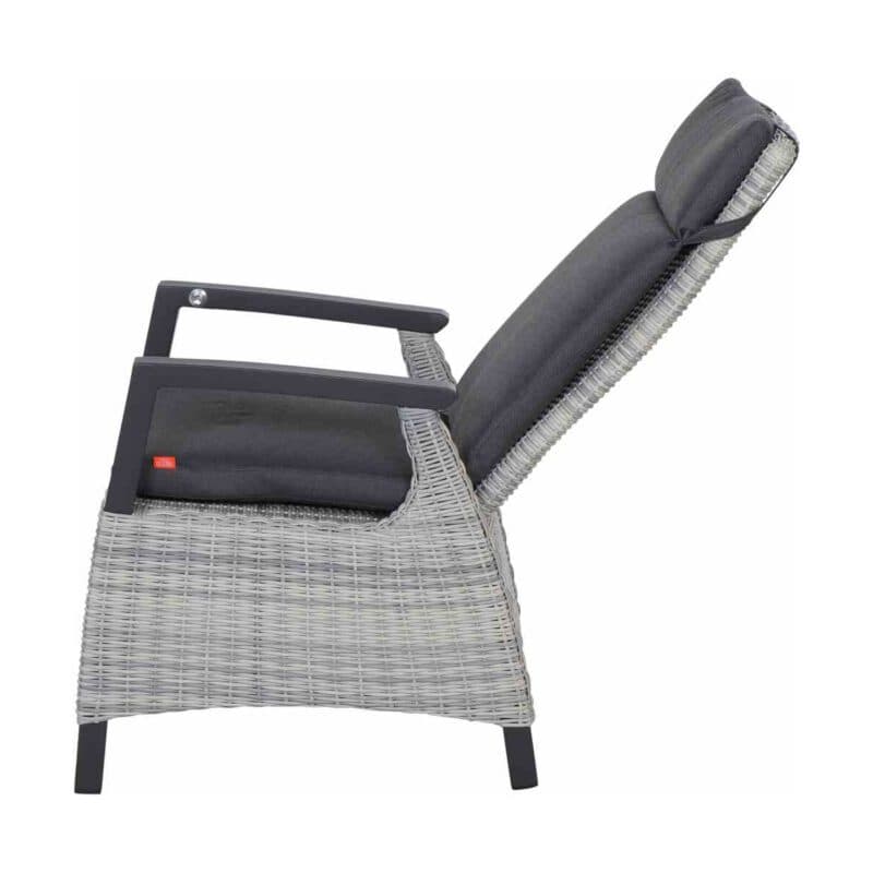 Siena Garden "Corido" verstellbarer Diningsessel, Gestell Aluminium anthrazit matt, Geflecht ice grey, Auflage anthrazit