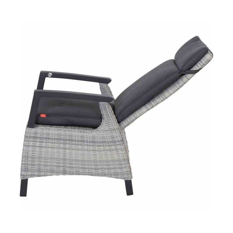 Siena Garden "Corido" verstellbarer Diningsessel, Gestell Aluminium anthrazit matt, Geflecht ice grey, Auflage anthrazit