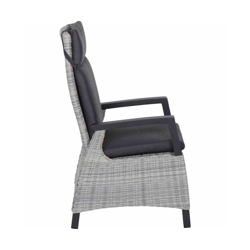 Siena Garden "Corido" verstellbarer Diningsessel, Gestell Aluminium anthrazit matt, Geflecht ice grey, Auflage anthrazit