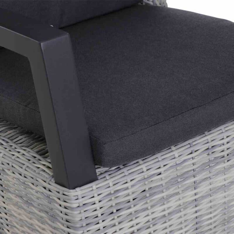 Siena Garden "Corido" verstellbarer Diningsessel, Gestell Aluminium anthrazit matt, Geflecht ice grey, Auflage anthrazit