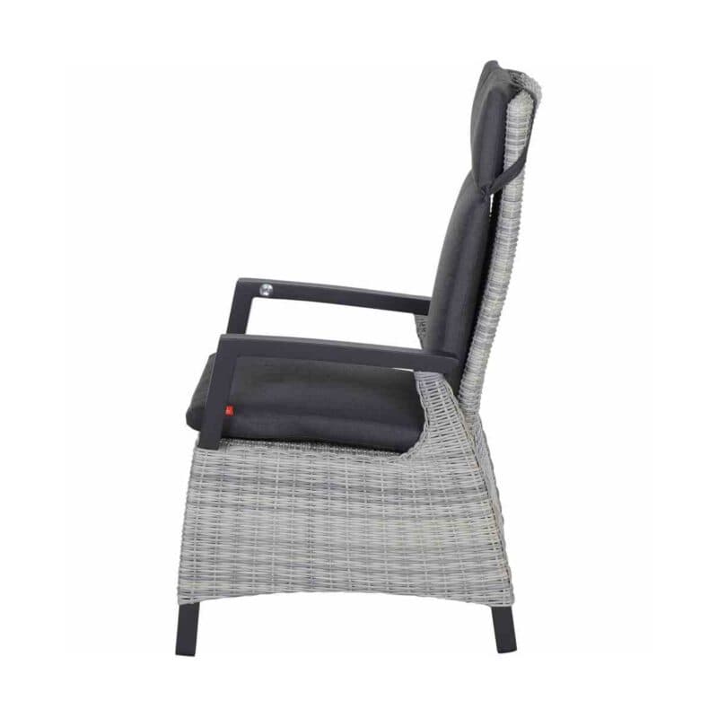 Siena Garden "Corido" verstellbarer Diningsessel, Gestell Aluminium anthrazit matt, Geflecht ice grey, Auflage anthrazit