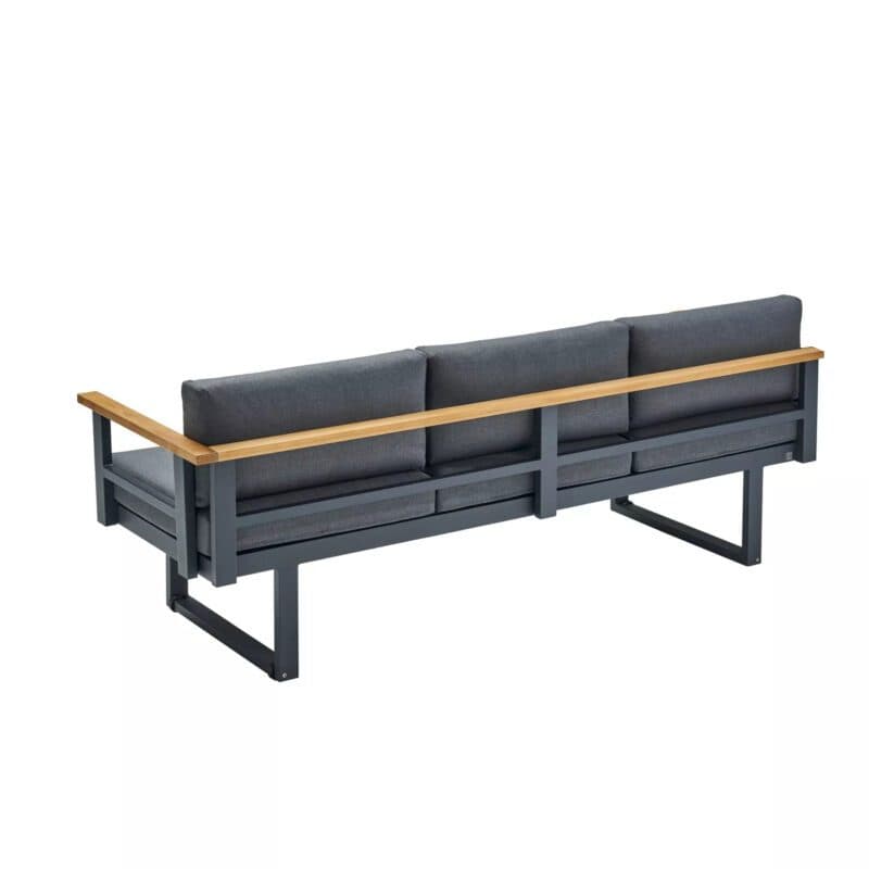 CASA DOMA "Aragona DINING" 3-Sitzer Seitenteil mit Armlehne rechts, Teak, Gestell Alu anthrazit, Polster Tuvatextil® Panama grafito