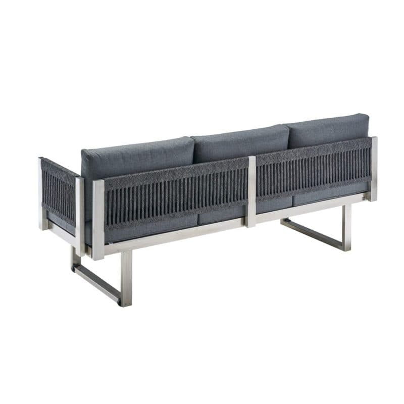 CASA DOMA "Aragona DINING“ 3-Sitzer Seitenteil mit Armlehne rechts, Rope, Gestell Edelstahl, Polster Tuvatextil® Panama grafito