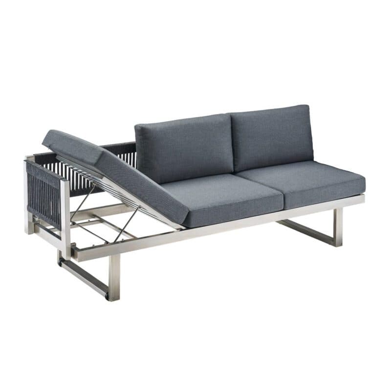 CASA DOMA "Aragona" 3-Sitzer Seitenteil mit Armlehne links, Rope, Gestell Edelstahl, Polster Tuvatextil® Panama grafito