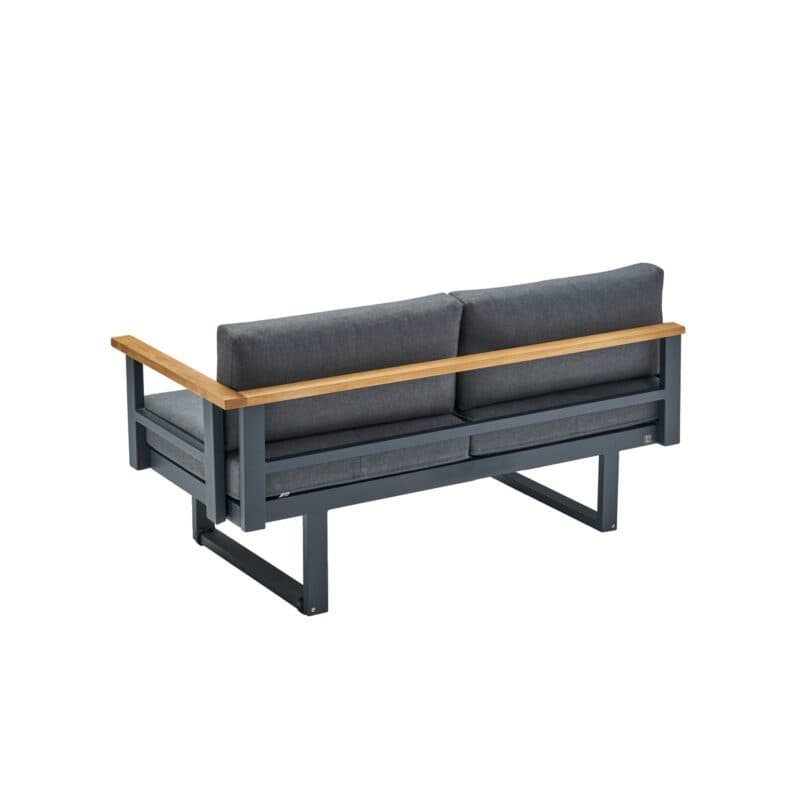 CASA DOMA "Aragona" 2-Sitzer Seitenteil mit Armlehne rechts, Teak, Gestell Alu anthrazit, Polster Tuvatextil® Panama grafito