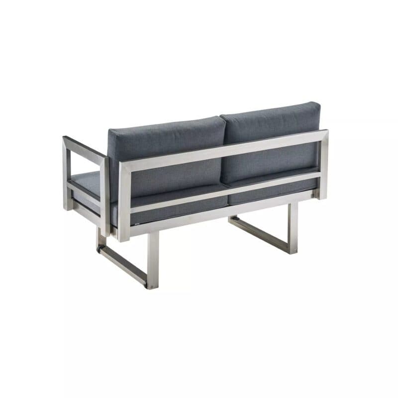 CASA DOMA "Aragona DINING" 2-Sitzer Seitenteil mit Armlehne rechts, Gestell Edelstahl, Polster Tuvatextil® Panama grafito