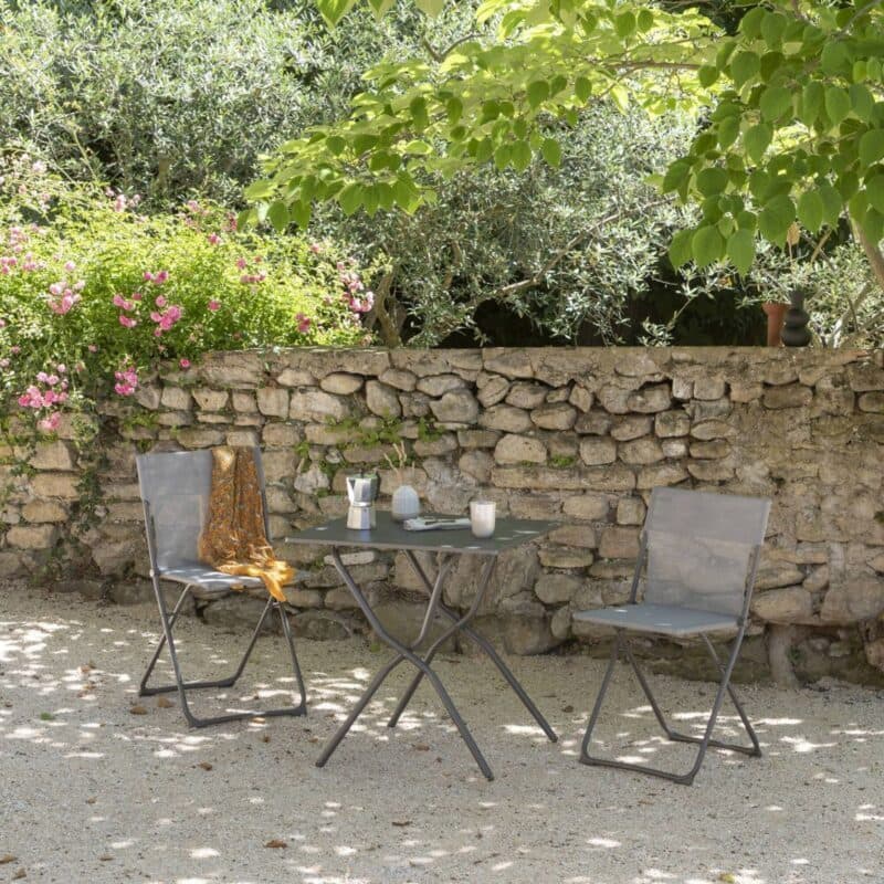 Lafuma "Balcony" Set 3-teilig, Stahlrohr titane, Batyline® terre - ©LAFUMA MOBILIER - Sébastien Sassoulas