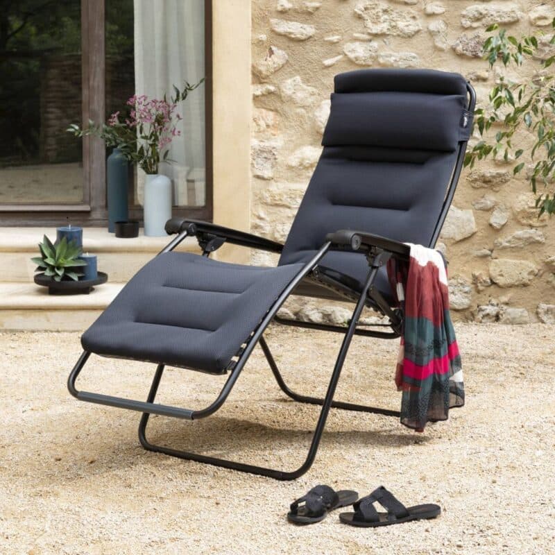 Lafuma Relaxsessel "RSX Clip", Stahlrohr schwarz, Textilgewebe AIR COMFORT® acier ©LAFUMA MOBILIER - Sébastien Sassoulas