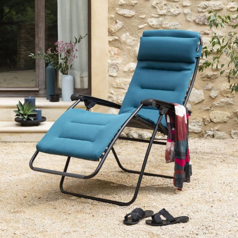 Lafuma Relaxsessel "RSX Clip", Stahlrohr schwarz, Textilgewebe AIR COMFORT® coral blue ©LAFUMA MOBILIER - Sébastien Sassoulas