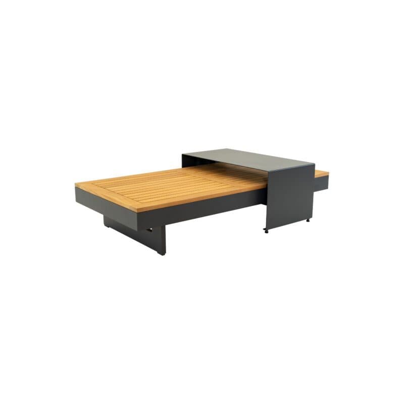 Lesli Living "Barbados" Loungetisch, Aluminium charcoal, Tischplatte Teak