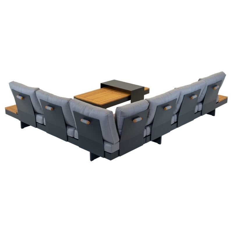 Lesli Living "Barbados" Loungegruppe, Aluminium charcoal, Bezug Olefin anthrazit, Ablagen/Tischplatte Teak