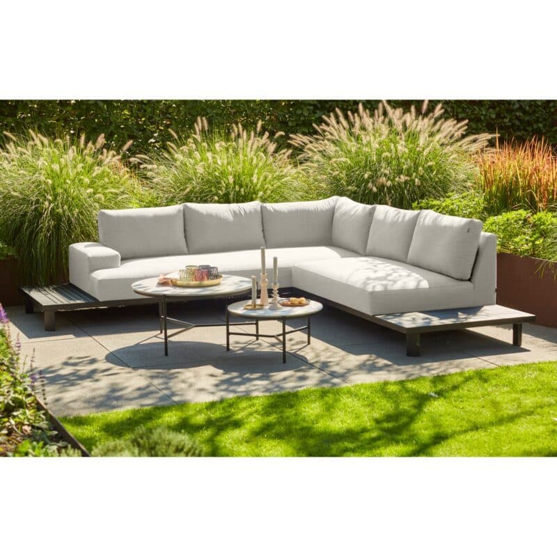 Hartman "Cameron" Loungeset, Alu-Gestell anthrazit, Textilbezüge Sunbrella® chalk grey, Tischplatte Keramik Mamoroptik