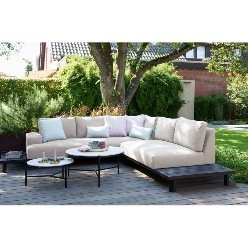 Hartman "Cameron" Loungeset, Alu-Gestell anthrazit, Textilbezüge Sunbrella® chalk grey, Tischplatte Keramik Mamoroptik