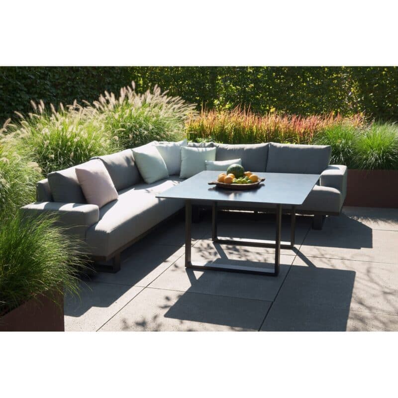 Hartman Maurice Dining-Loungeset, Gestell Aluminium Carbon Black Flame, Bezug Sunbrella® Mid Grey, Platte Keramik Anthrazit