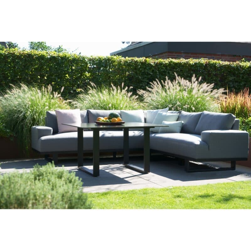 Hartman Maurice Dining-Loungeset, Gestell Aluminium Carbon Black Flame, Bezug Sunbrella® Mid Grey, Platte Keramik Anthrazit